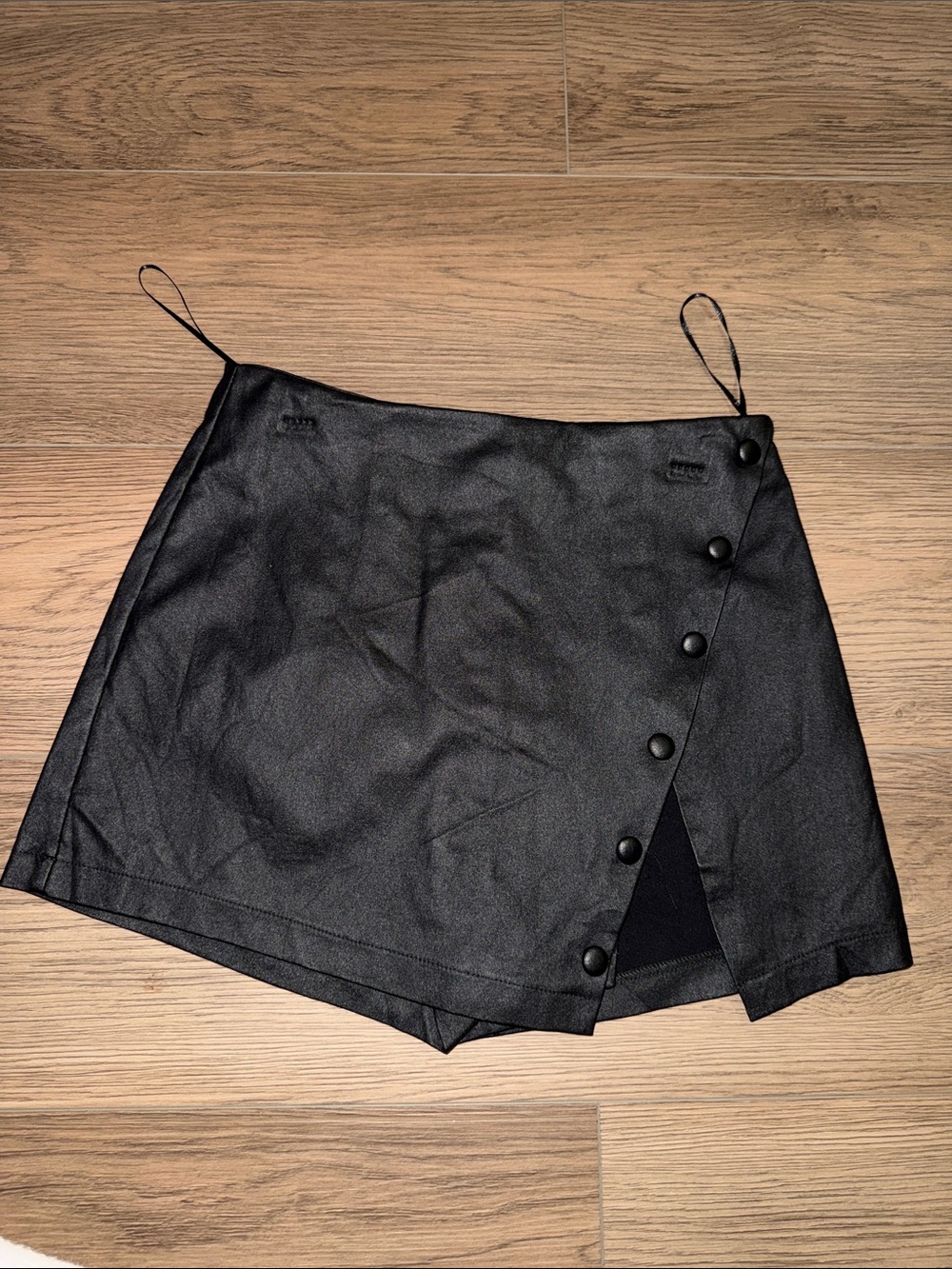 Black Women's Button-Front Skort with Side Slit